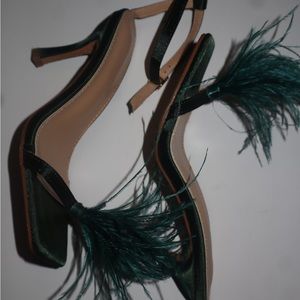 Dark green feather heels